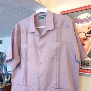 Cubavera Men's Casual Button Down Shirt - Light Purple